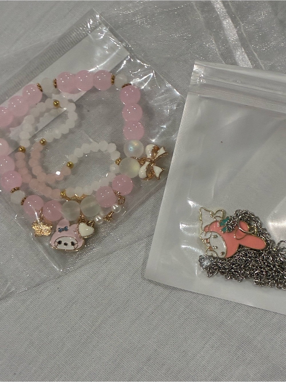 Sanrio My Melody Pink & White Kids Bracelet and Necklace Set